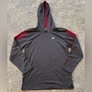 Adidas Big Boys Hooded Long Sleeve Gray Red Size L 14-16